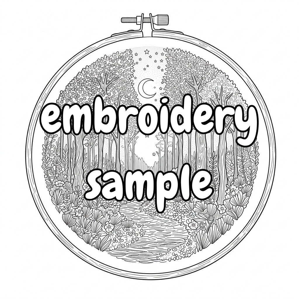 Woodland Wonderland Hand Embroidery Pattern: Stitch a Nature-Inspired Scene with Forest, Moon and Stars - Downloadable PDF - Image 2