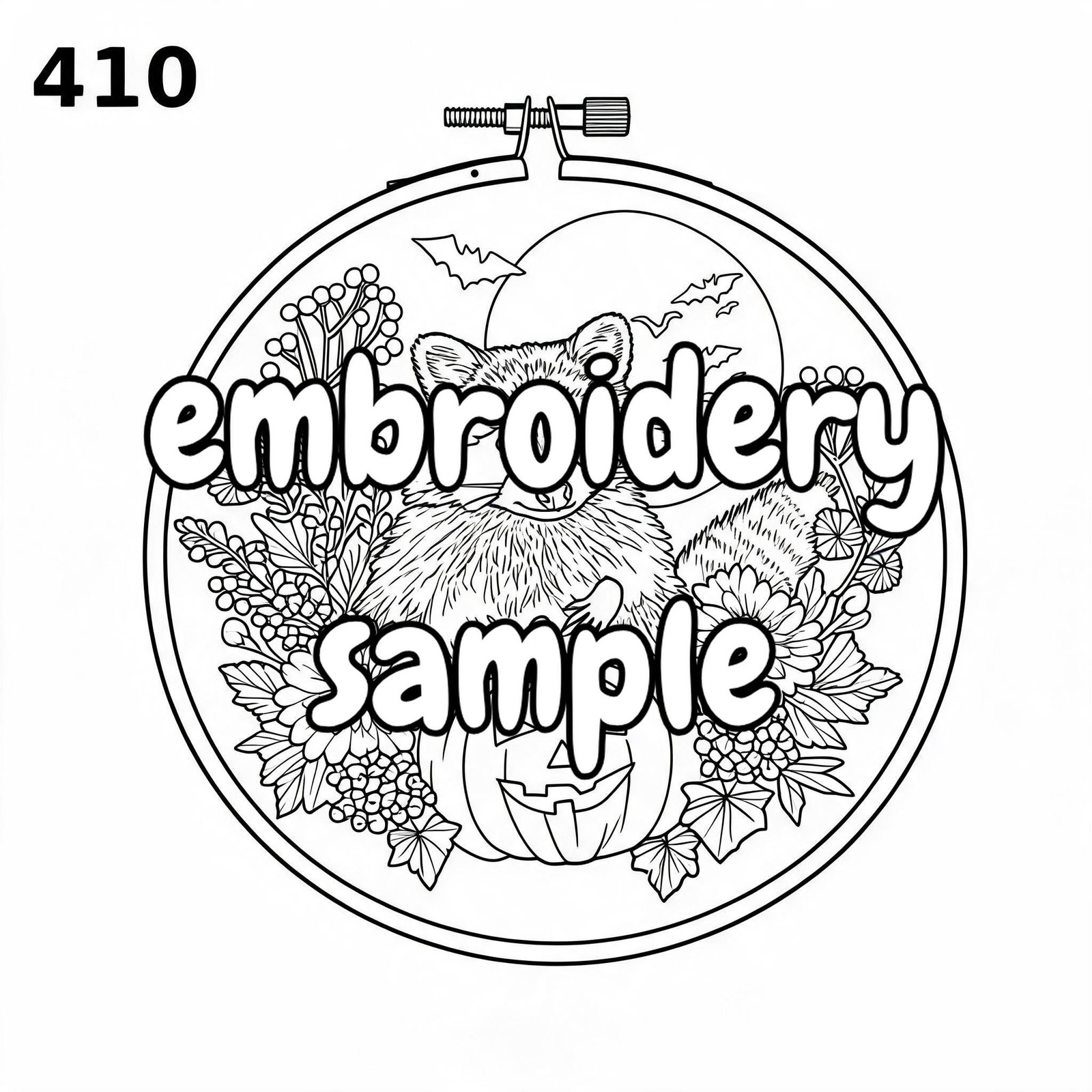 Moonlit Woodland Hand Embroidery Pattern: Capture the Enchanting Nighttime Scene with Raccoon, Mushroom, and Fall Leaves - Downloadable PDF - Image 2