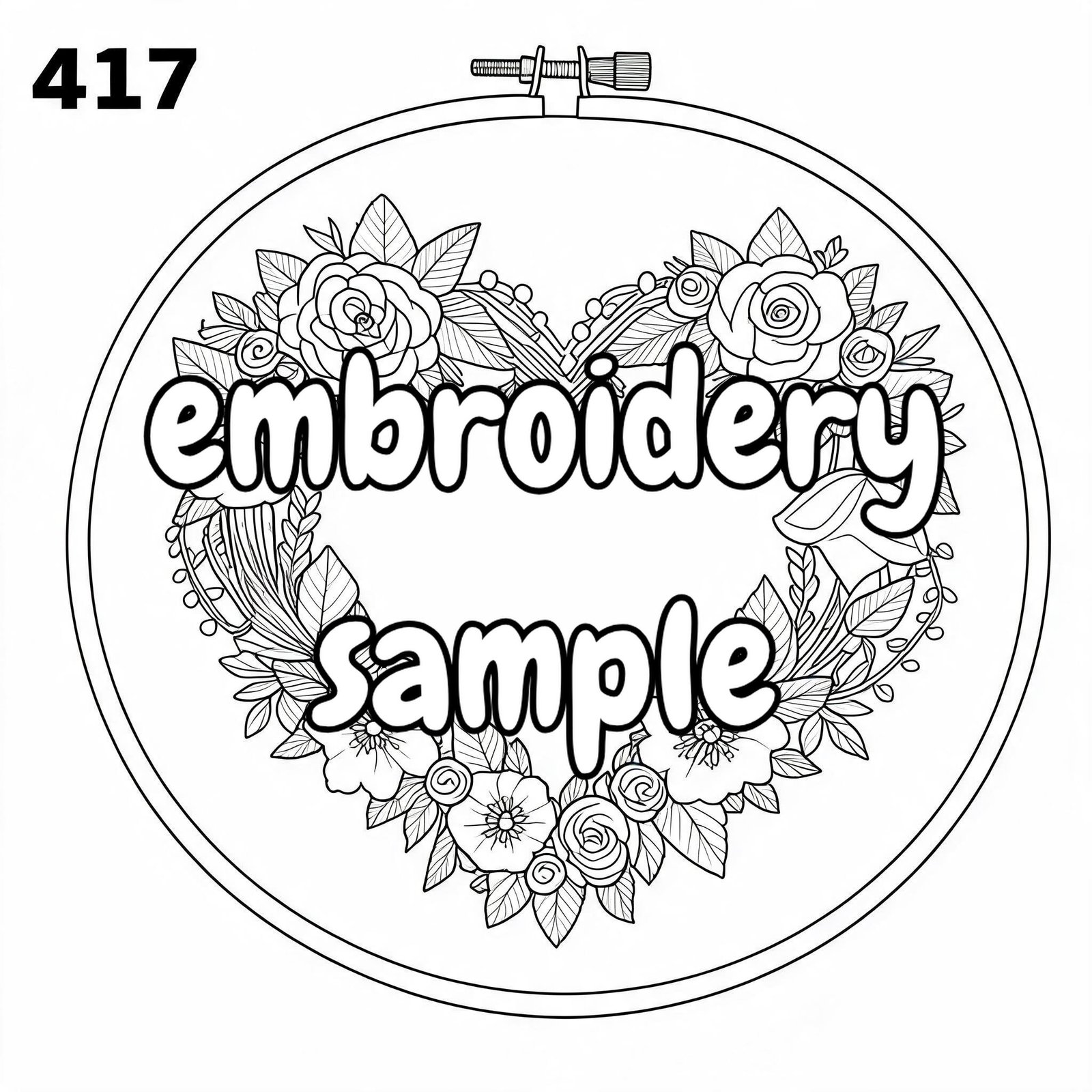 Black Heart Floral Hand Embroidery Pattern: Downloadable PDF Hand Embroidery Art - Image 2