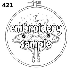 Whimsical Hand Embroidery Pattern: Moth and Night Sky Design Inside Hoop Art