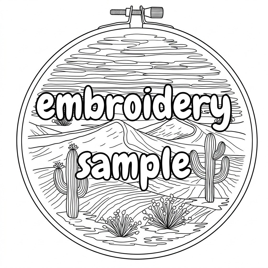 Southwestern Nature Hand Embroidery Pattern: Downloadable PDF Hoop Art - Stitch a Scene of Desert Sunset, Cacti, and Mountains - Image 2