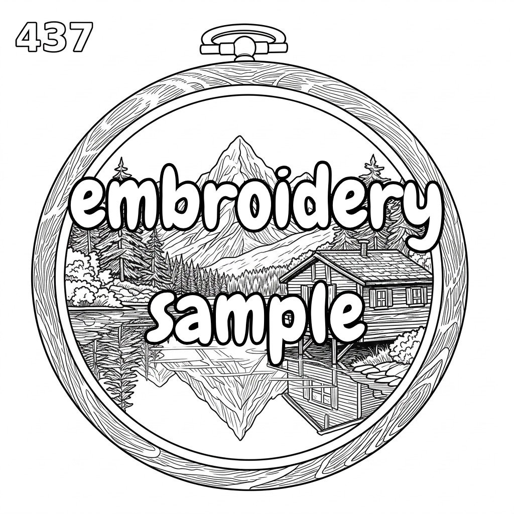Cottage, Mountain and Lake Nature Hand Embroidery Pattern: Stitch a Scene of Peaceful Wilderness - Downloadable PDF Hand Embroidery Art - Image 2