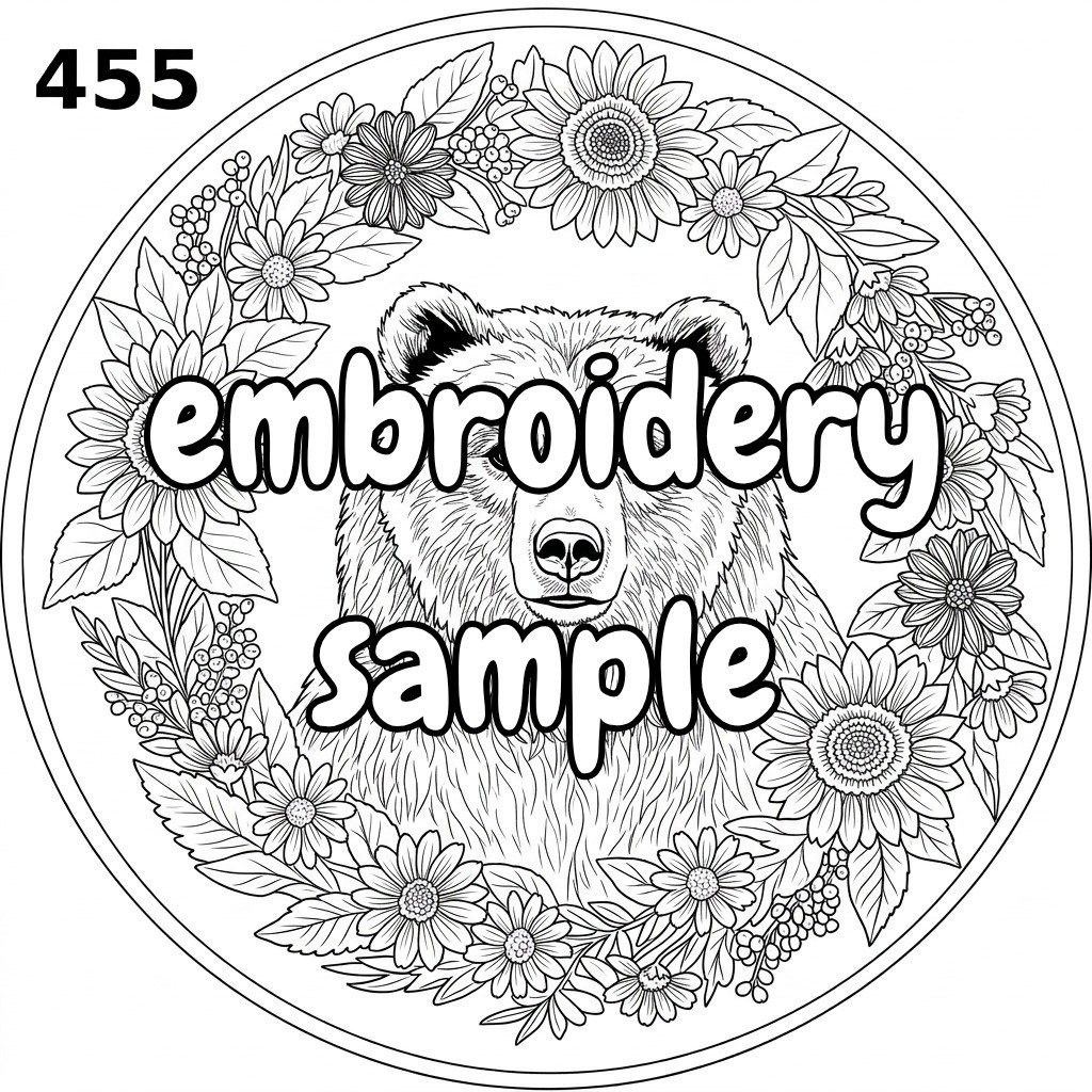 Bear & Sunflowers Embroidery Pattern: Stitch a Whimsical Scene - Downloadable PDF Hand Embroidery - Image 2