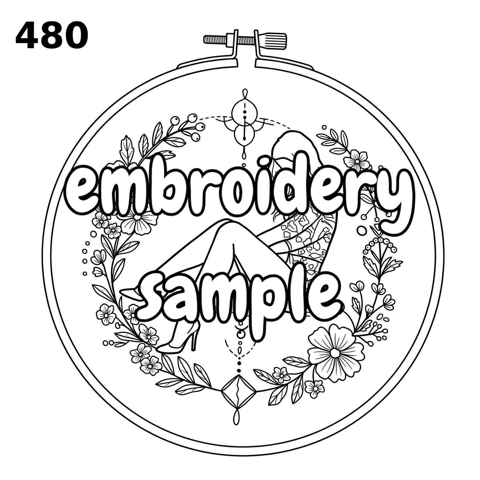 Beautiful Floral and Female Profile Embroidery Pattern: Hand Embroidered Design for Hoop Art - Image 2