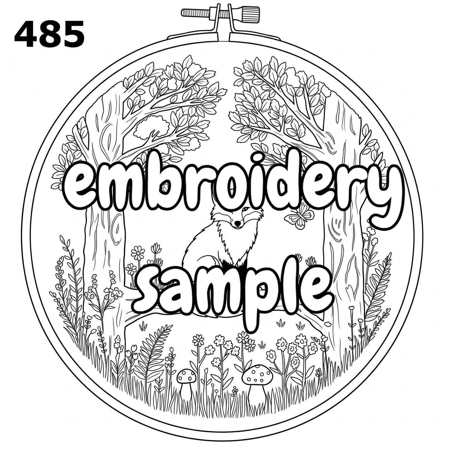 Whimsical Woodland Hoop Art Embroidery Pattern: Stitch a Scene of Serenity with Fox, Flowers and Trees - Downloadable PDF Hand Embroidery - Image 2