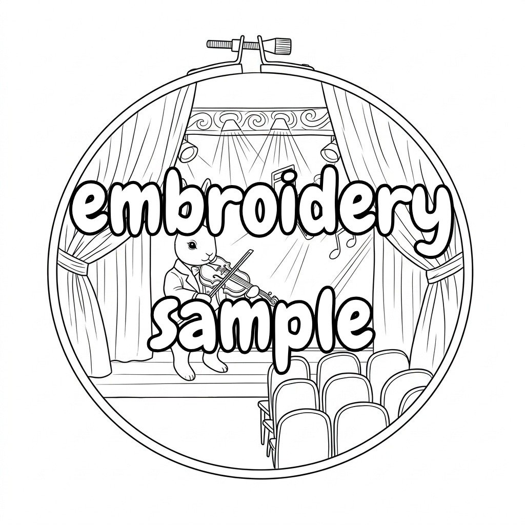 Bunny Conductor Embroidery Pattern: Whimsical Hoop Art - Downloadable PDF - Image 2