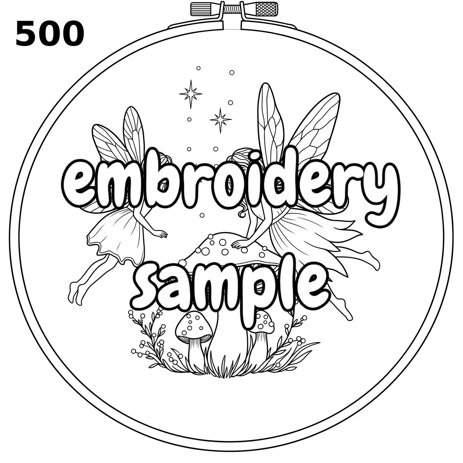 Whimsical Mushroom and Fairy Hoop Art Embroidery Pattern: Stitch a Magical Scene with Flying Mushrooms and Inquisitive Fairies - Image 2