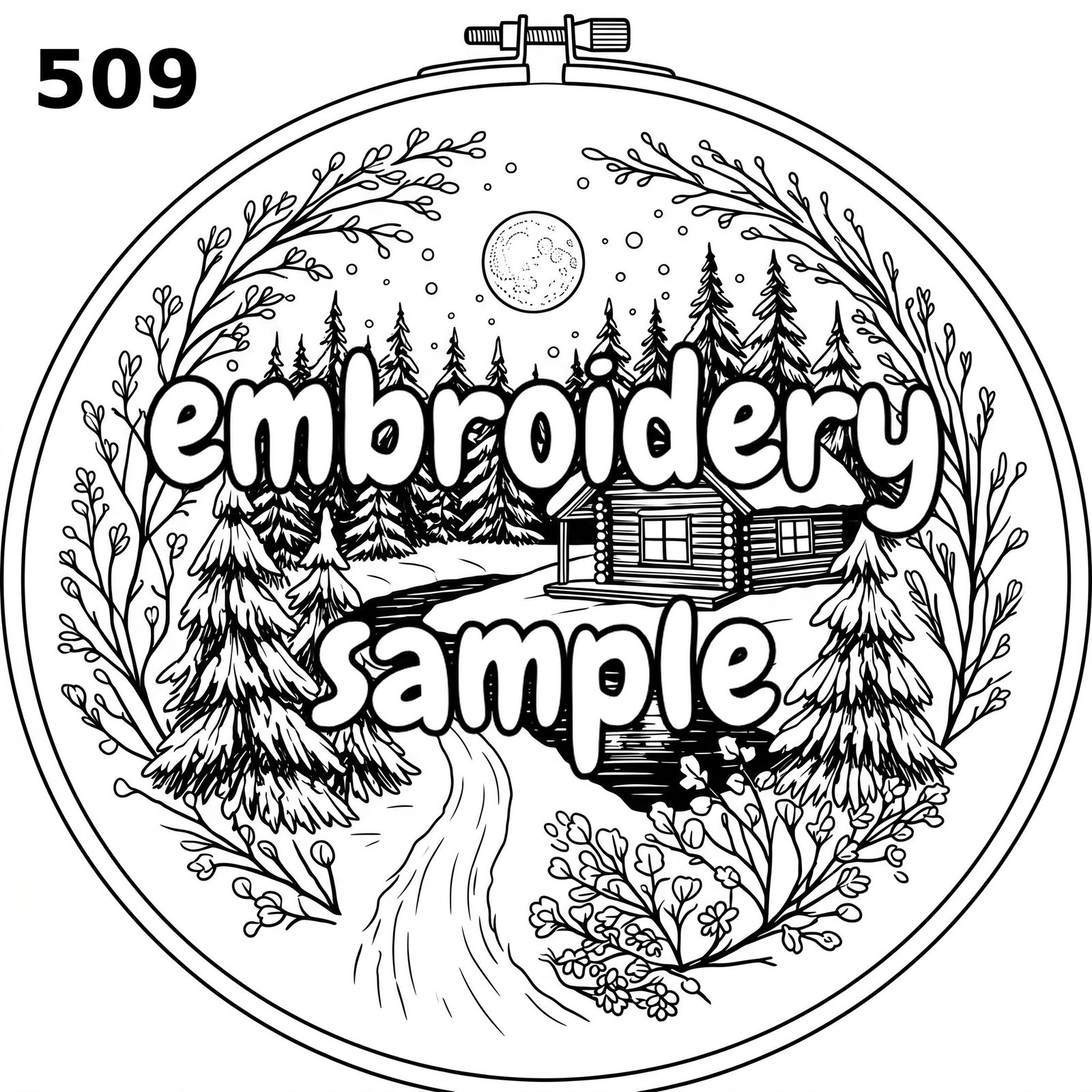 Winter Cottage Hand Embroidery Pattern: Stitch a Cozy Scene - Downloadable PDF - Image 2