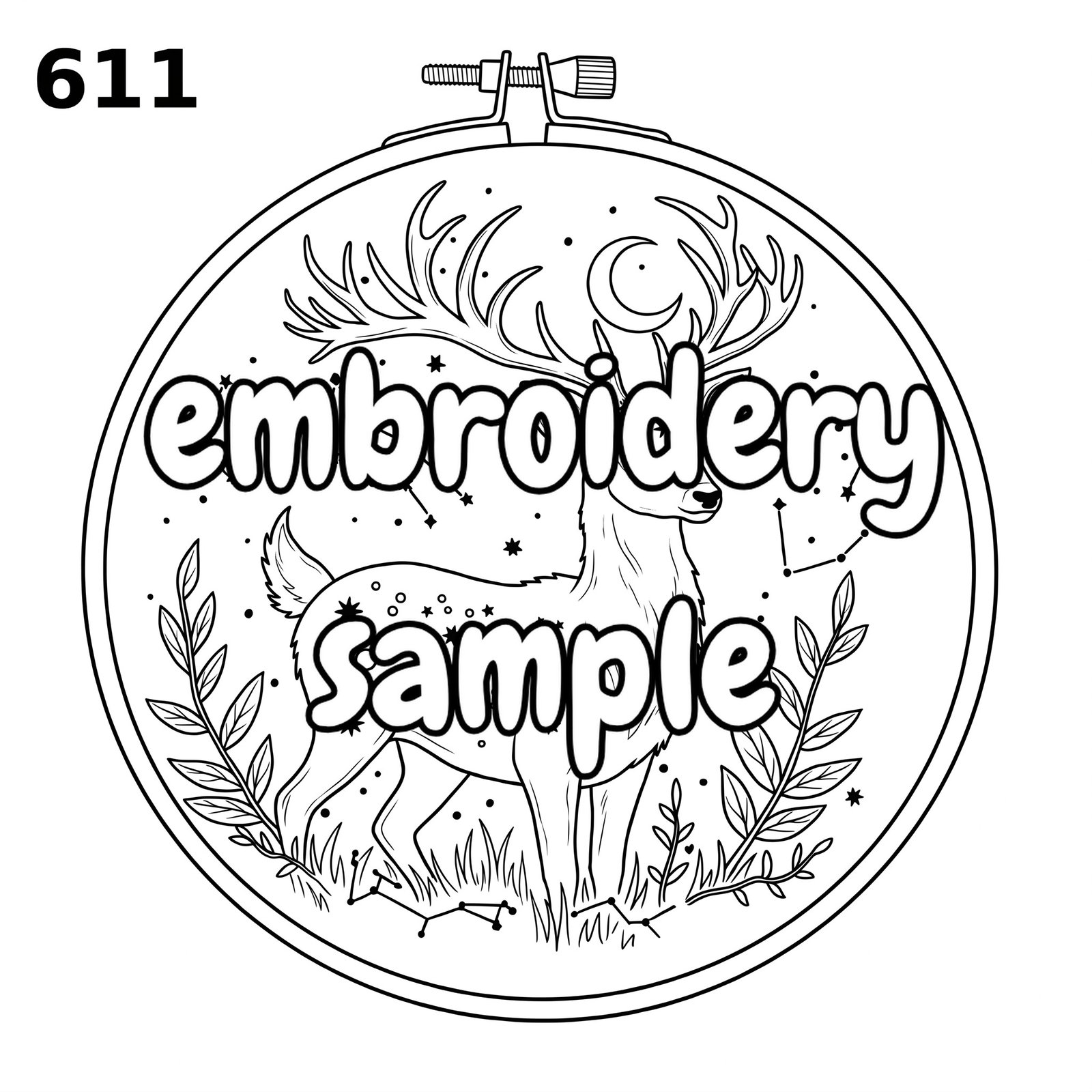 Woodland Magic Hand Embroidery Pattern: Stitch a Whimsical Night Scene with Moon, Stars and Deer - Downloadable PDF - Image 2