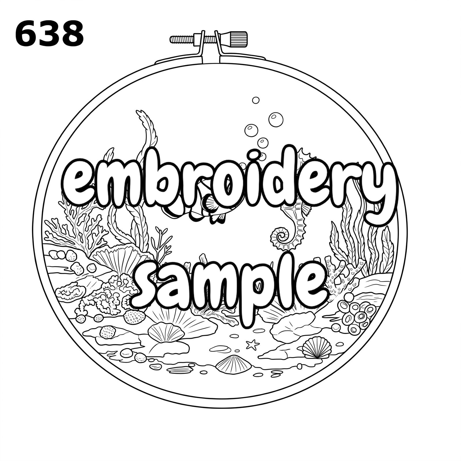Downloadable Hand Embroidery Pattern: Seahorse Design with Bubbles, Fish and Seaweed - Hoop Art - Image 2