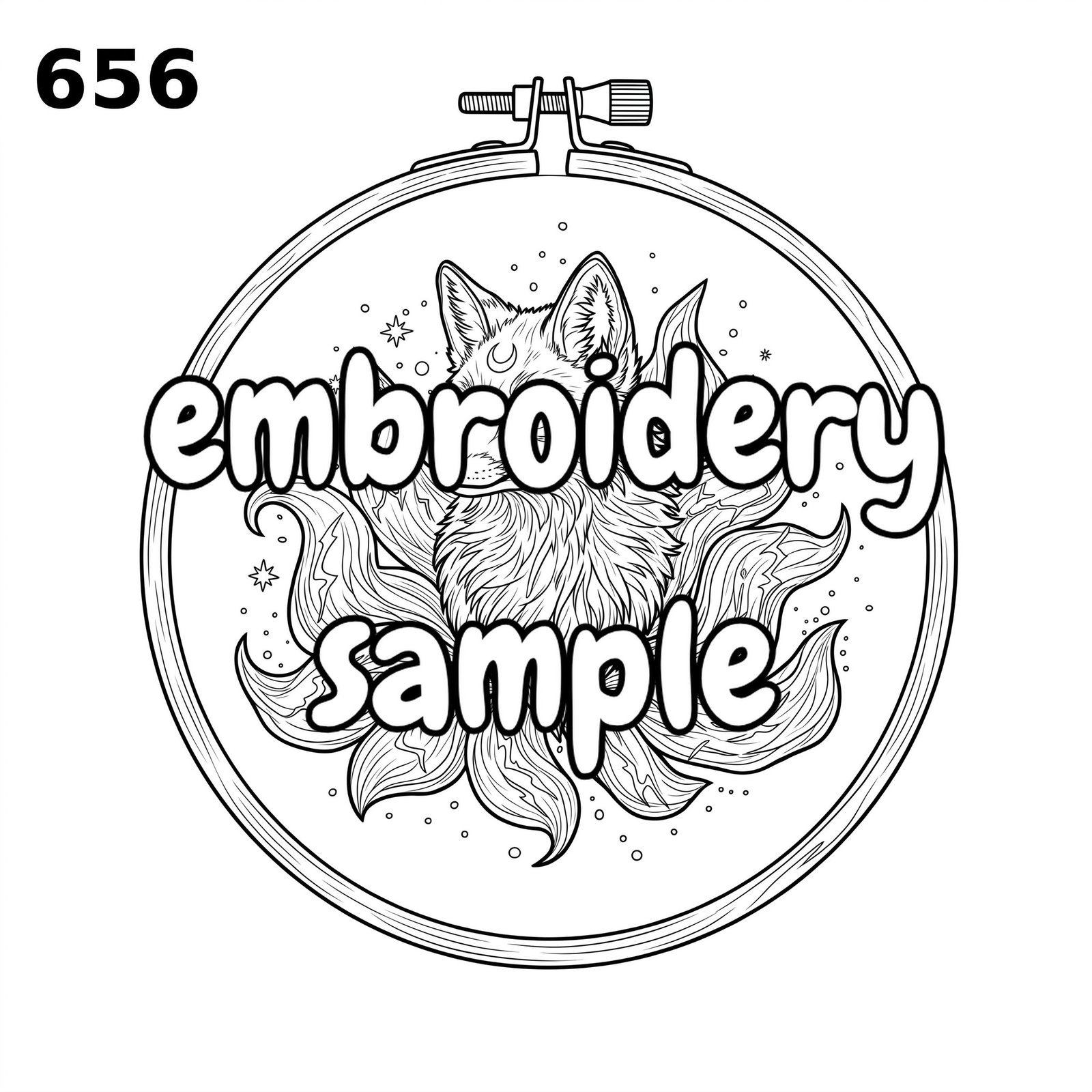 Celestial Fox Hand Embroidery Pattern: Stitch a Mystical Nighttime Scene with Flowers and Nature - Downloadable PDF - Image 2
