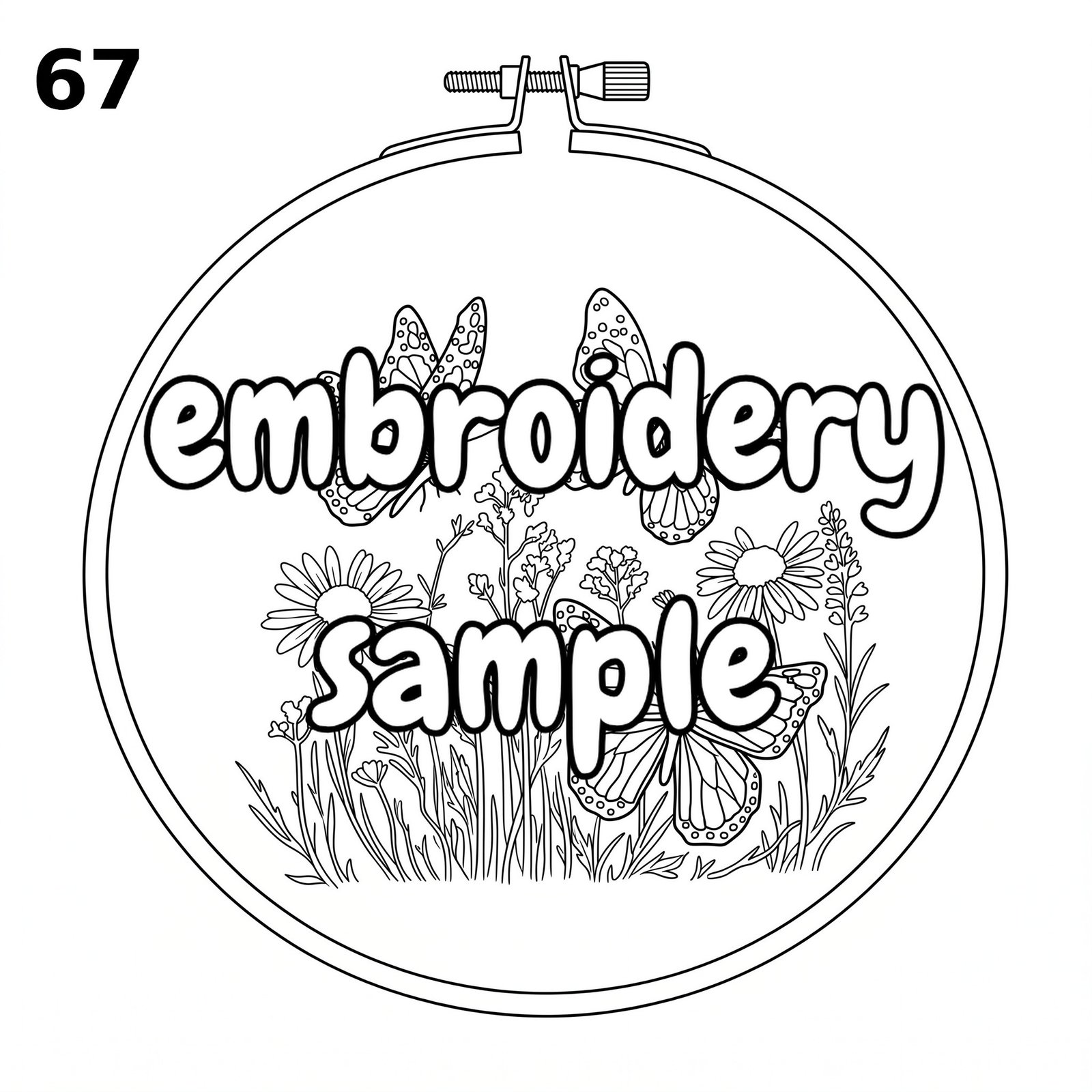 Specific Theme Hand Embroidery Pattern: Nature's Palette with Butterflies and Flower Design - Downloadable PDF - Image 2
