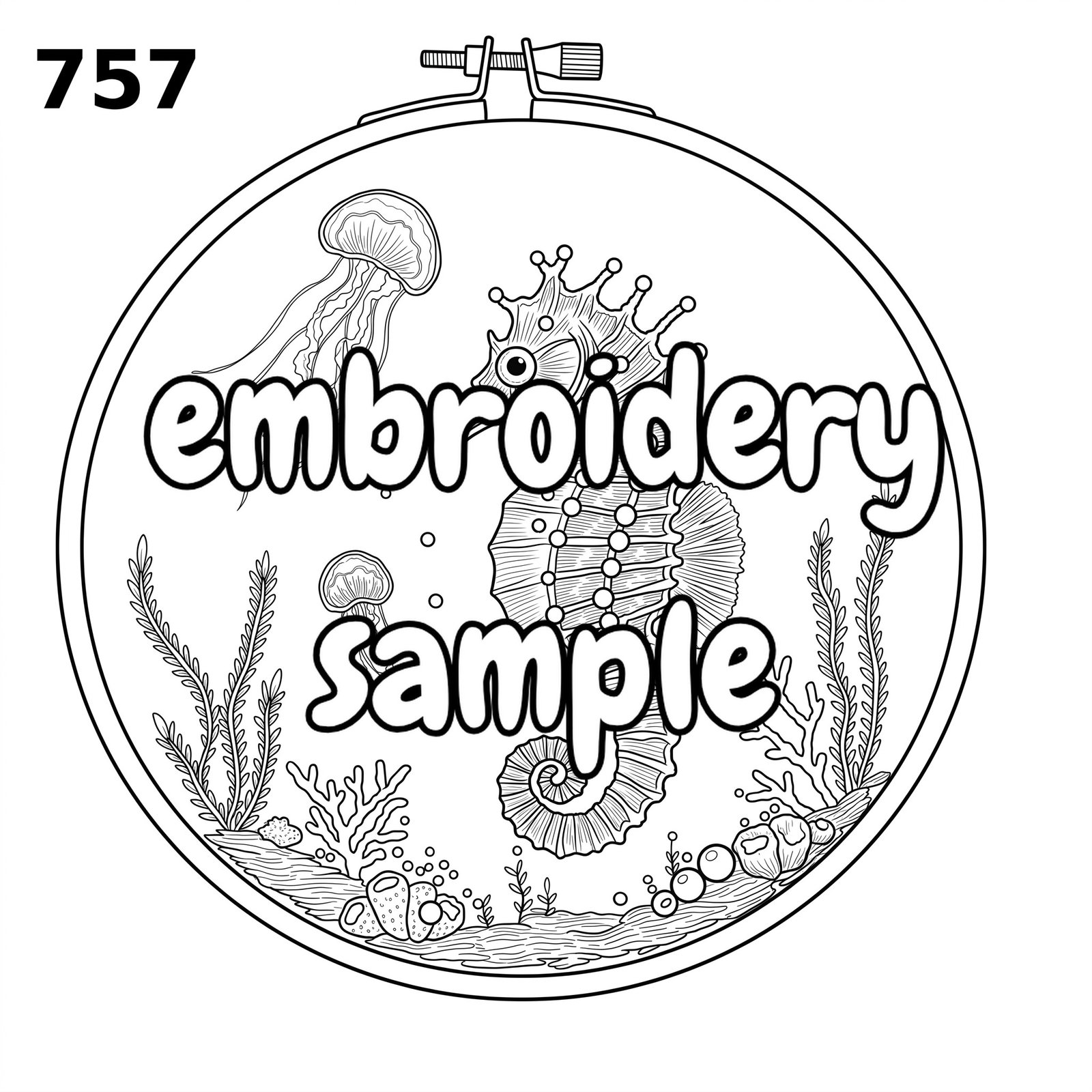 Hand Embroidery Pattern: Seahorse & Fish Underwater Scene - Downloadable PDF - Image 2