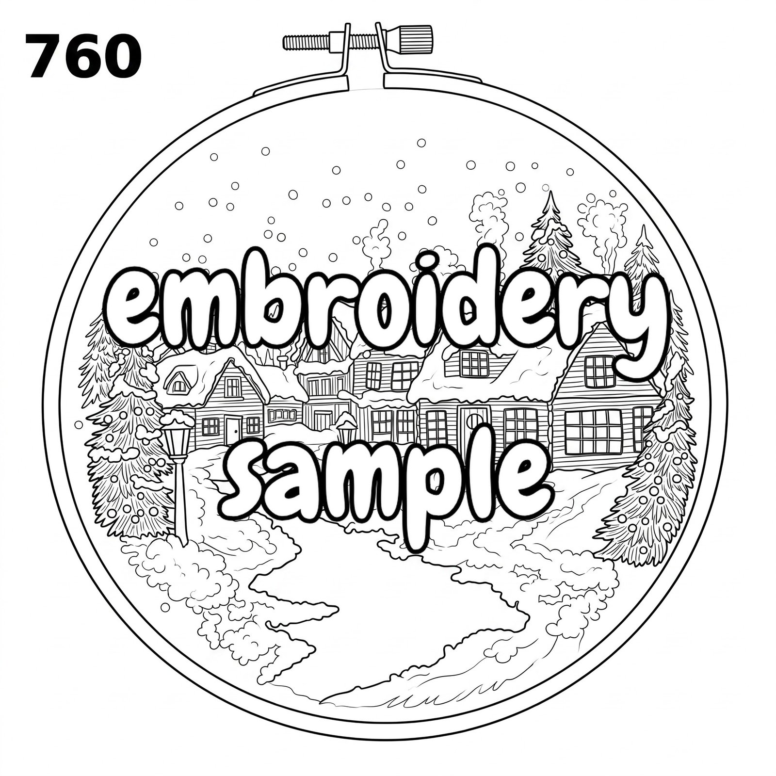 Winter Holiday Cottage Embroidery Pattern: Stitch a Cozy Scene of Snow-Covered Trees, Cottage and River - Downloadable PDF - Image 2