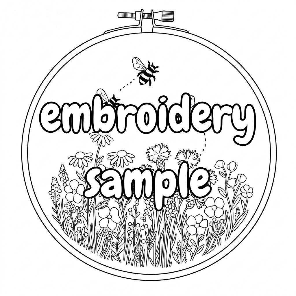 Bee and Flower Hand Embroidery Pattern: A charming embroidery design featuring bees and flowers inside a hoop art - Downloadable PDF - Image 2