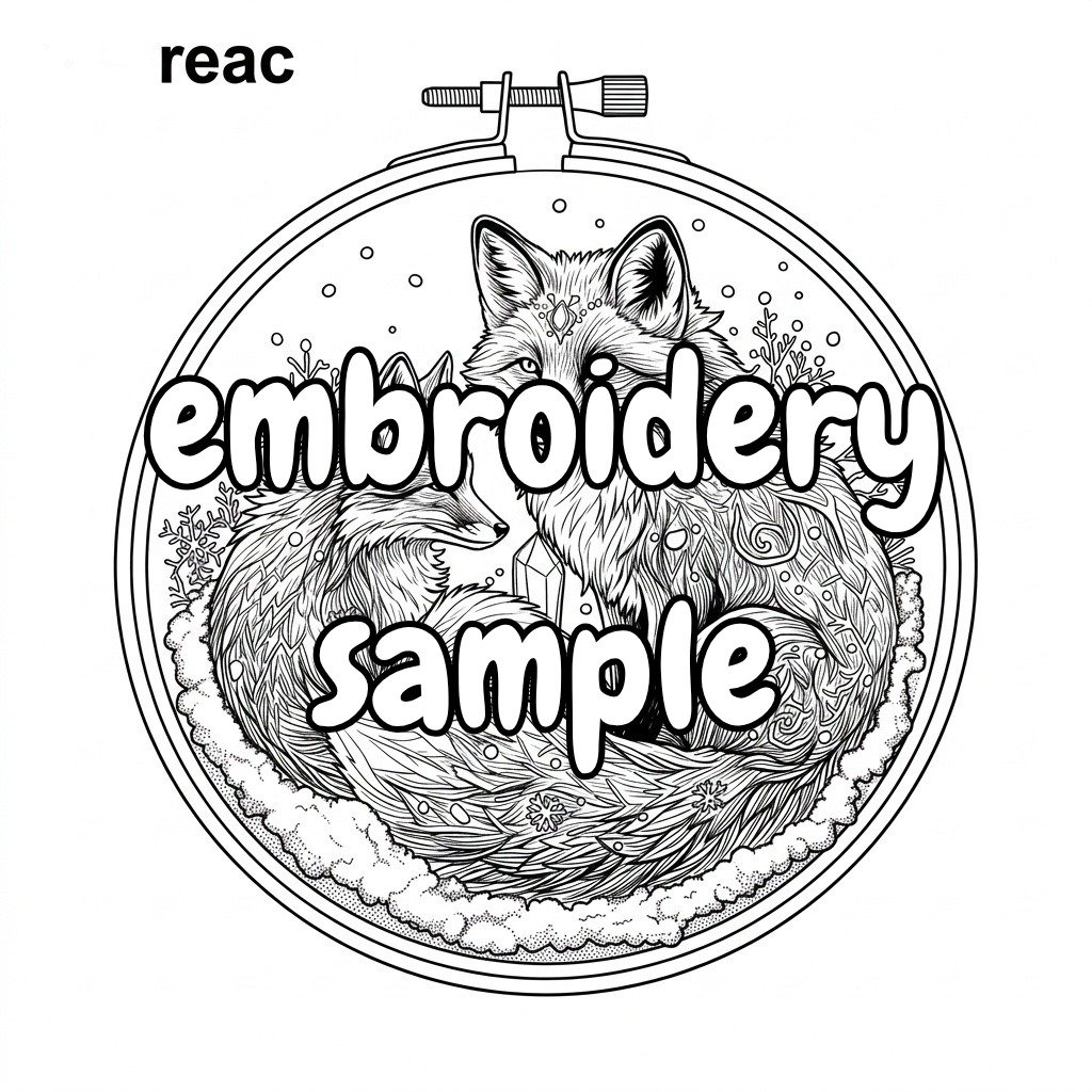 Blue Fox Hand Embroidery Pattern: Stitch a Whimsical Scene Featuring Two Foxes and Snowflakes - Downloadable PDF - Image 2