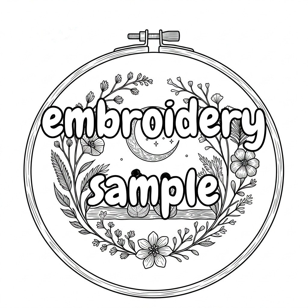 Nature-Inspired Hand Embroidery Pattern: Stitch a Scene Featuring a Bird, Crescent Moon and Pine Tree - Downloadable PDF - Image 2