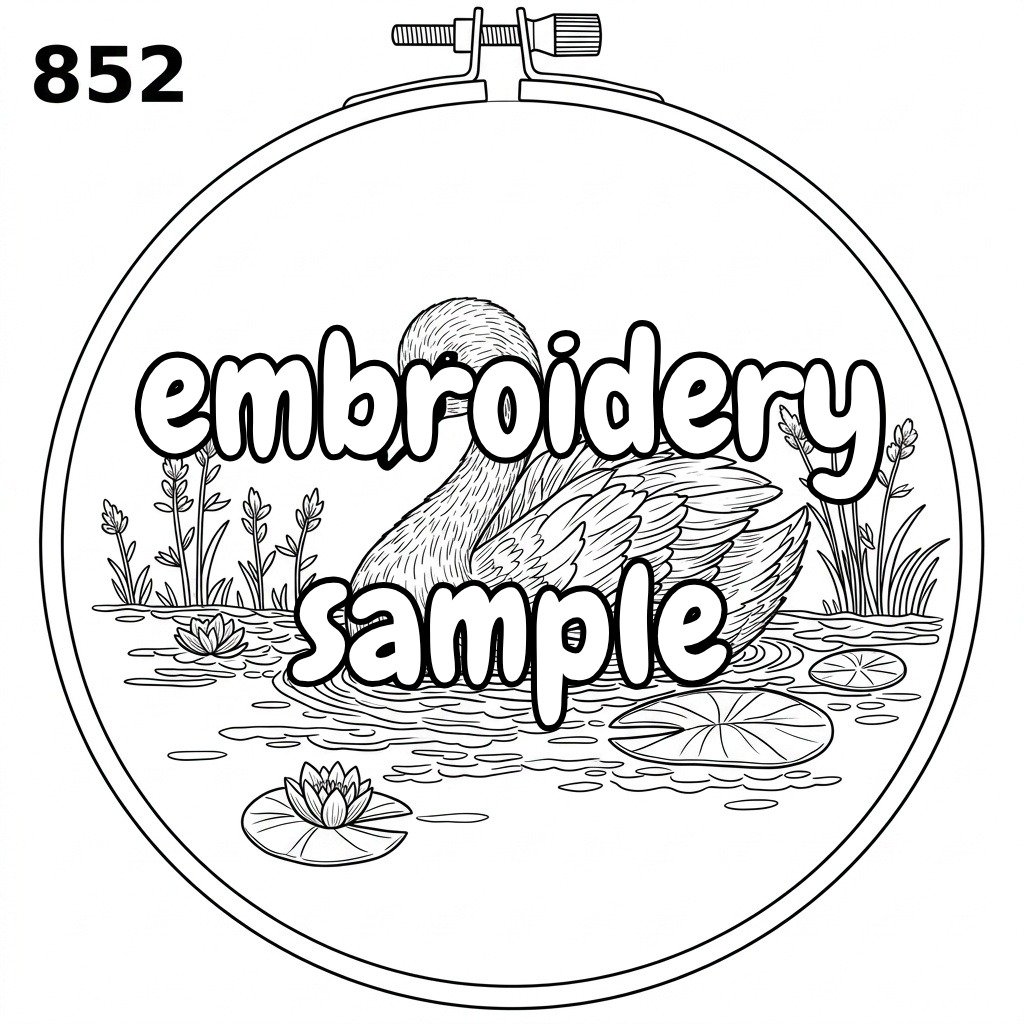 Floral and Animal Hand Embroidery Pattern: Stitch a Scene Featuring a Swan, Lily Pads and a Pond - Downloadable PDF - Image 2