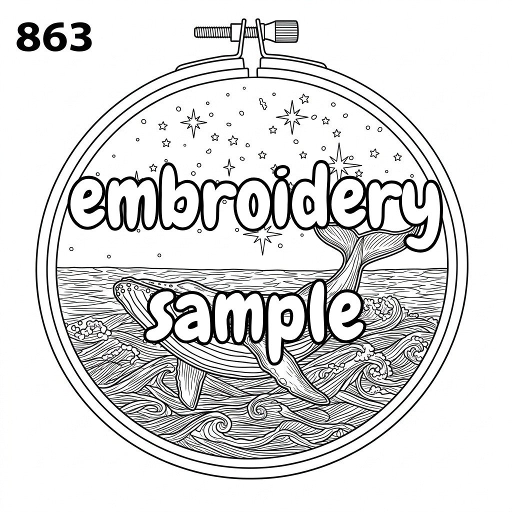 Hand Embroidery Pattern: Ocean Whale Hoop Art - Downloadable PDF - Image 2