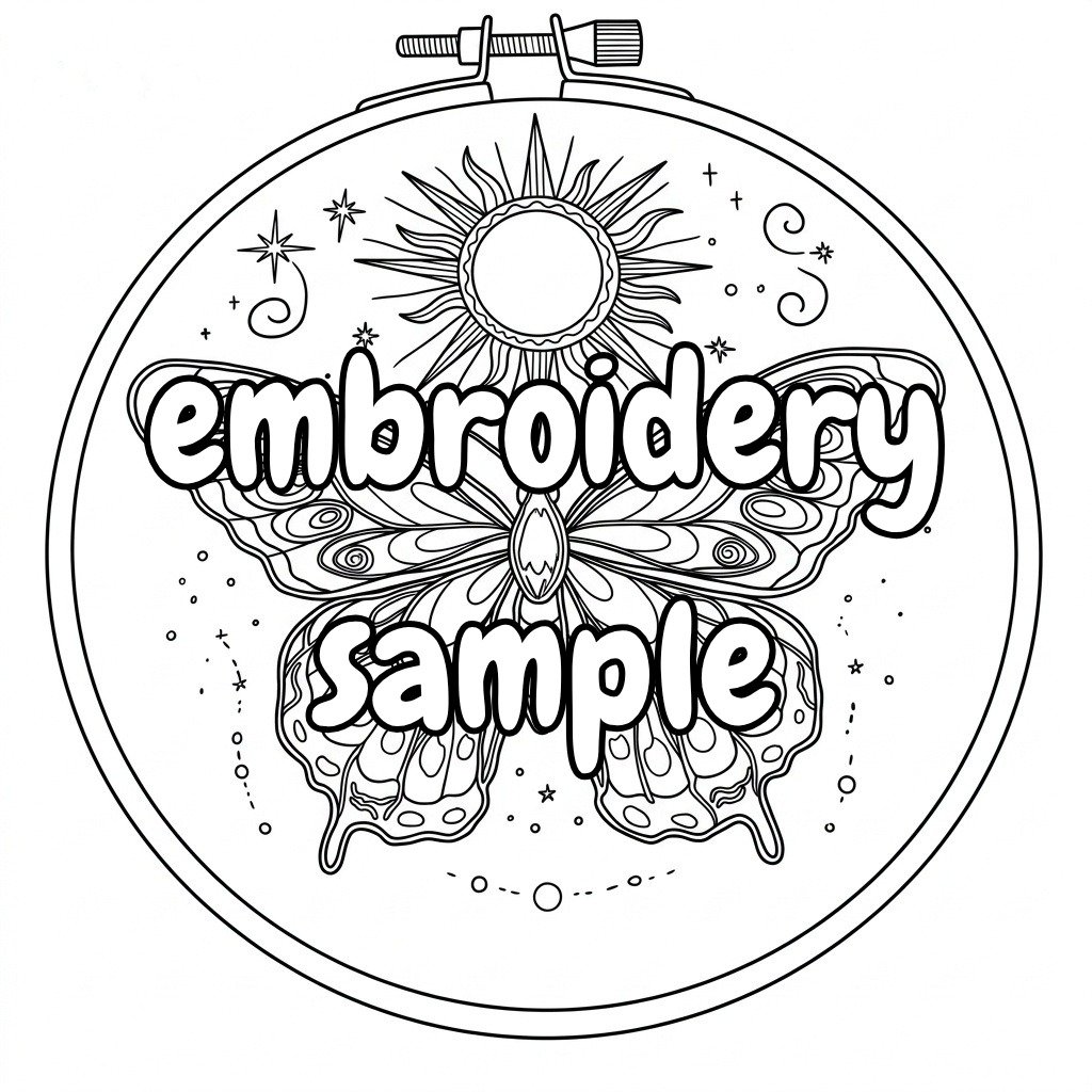 Elegant Butterfly Hoop Art Embroidery Pattern: Stitch a Charming Design with a Beautiful Sunburst - Downloadable PDF - Image 2