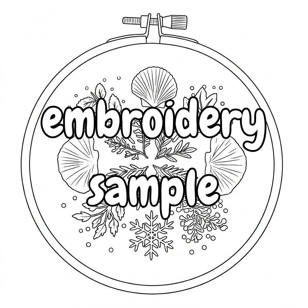 Ocean and Floral Hand Embroidery Pattern: Stitch a Nature-Inspired Design with Flowering Plants, Seashells, and Maritime Creatures - Image 2